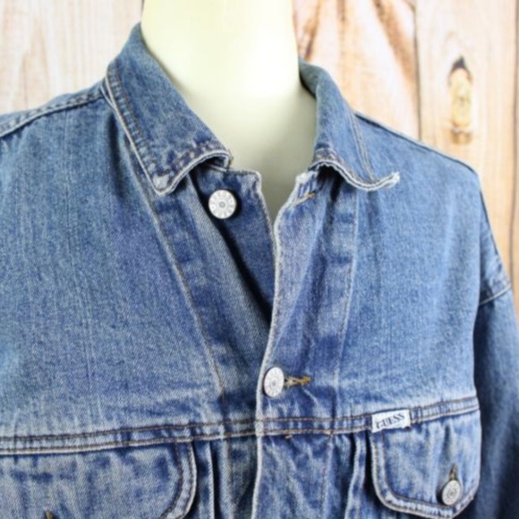 Guess Denim Jean Jacket Georges Marciano Large VTG - Picture 3 of 8